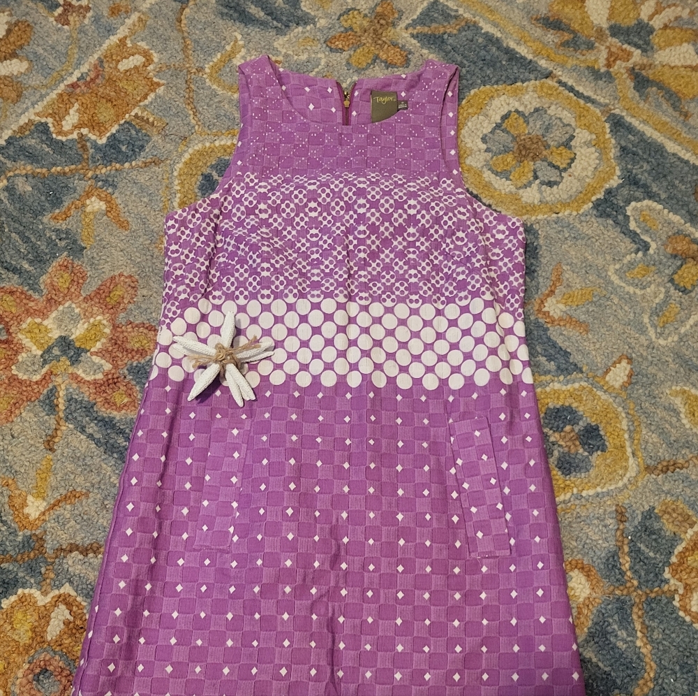 Anthropoligie Purple Patterned Sleeveless Dress. Fully Lined.  Lightw.eight